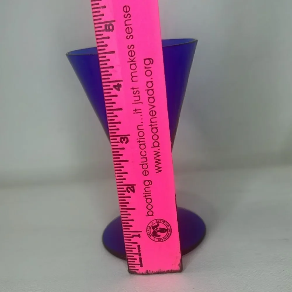 Cobalt Blue Glass Cordial Champagne Glass Diamond Stem 4 Oz Vintage Art Deco